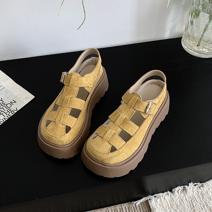 Retro platform Roman buckle sandals