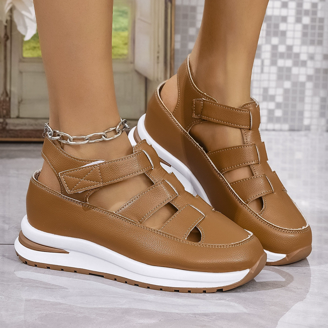 Hollow Buckle Platform Sandal