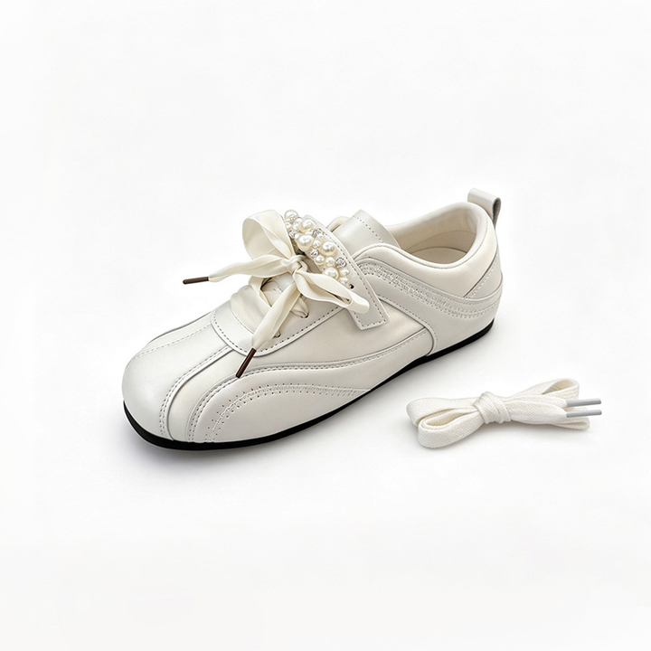 Retro Pearl Ribbon Flats
