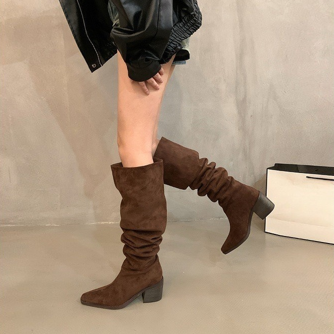 Slouchy Block Heel Over The Knee Boots