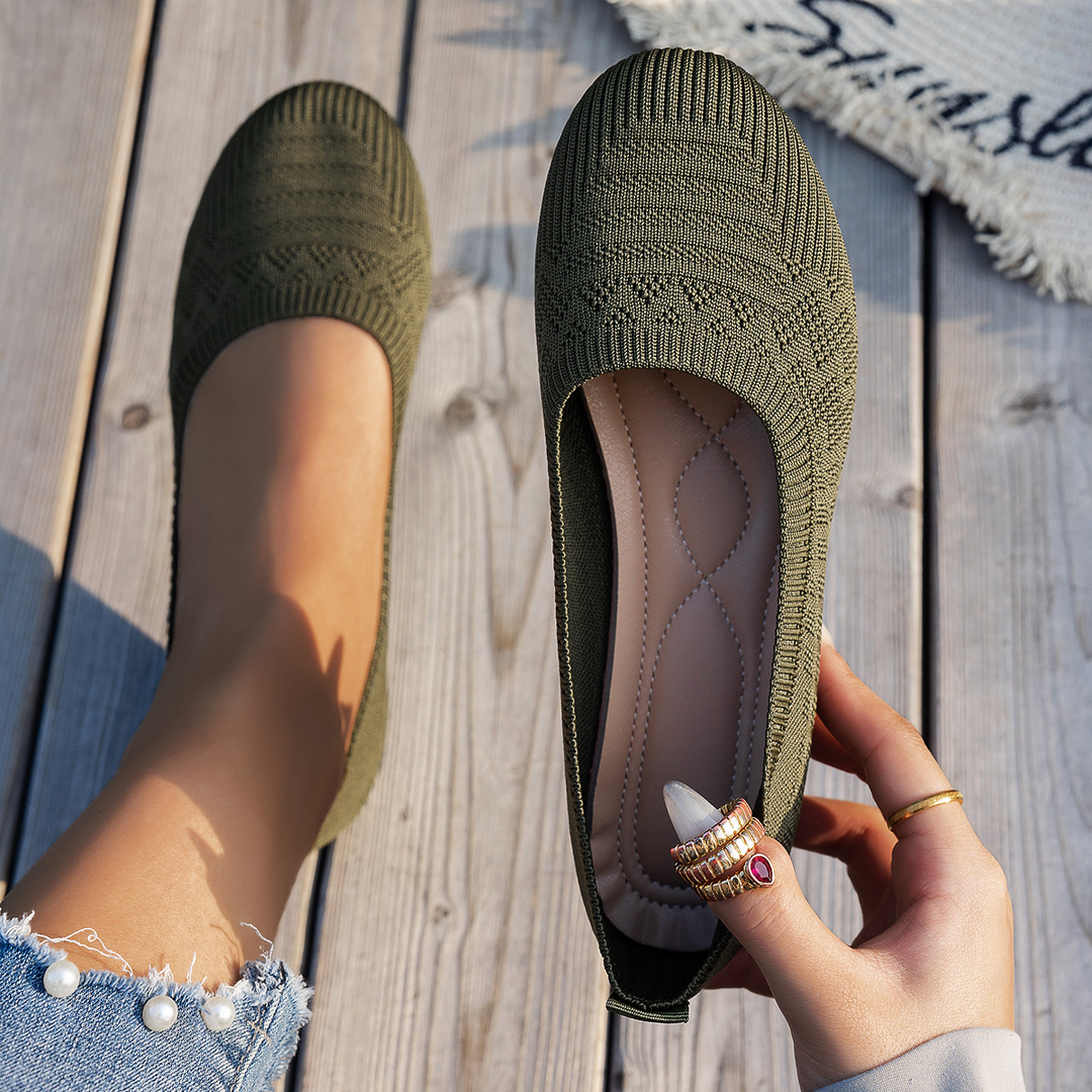 Knit Breathable Comfort Flat Slip On Shoes
