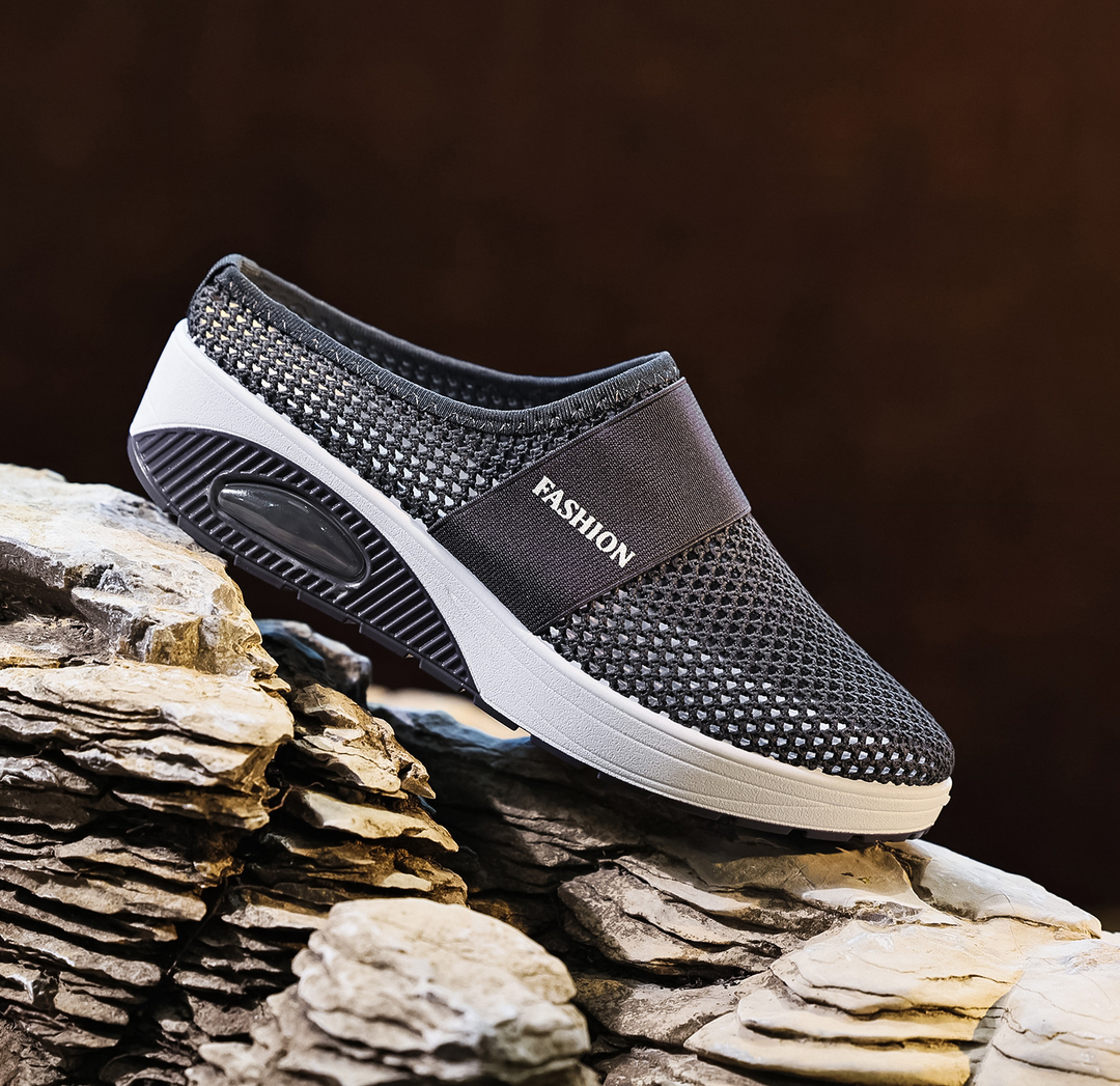 Ladies Breathable Mule Sneakers Air Cushion Slip‑On Walking Shoes
