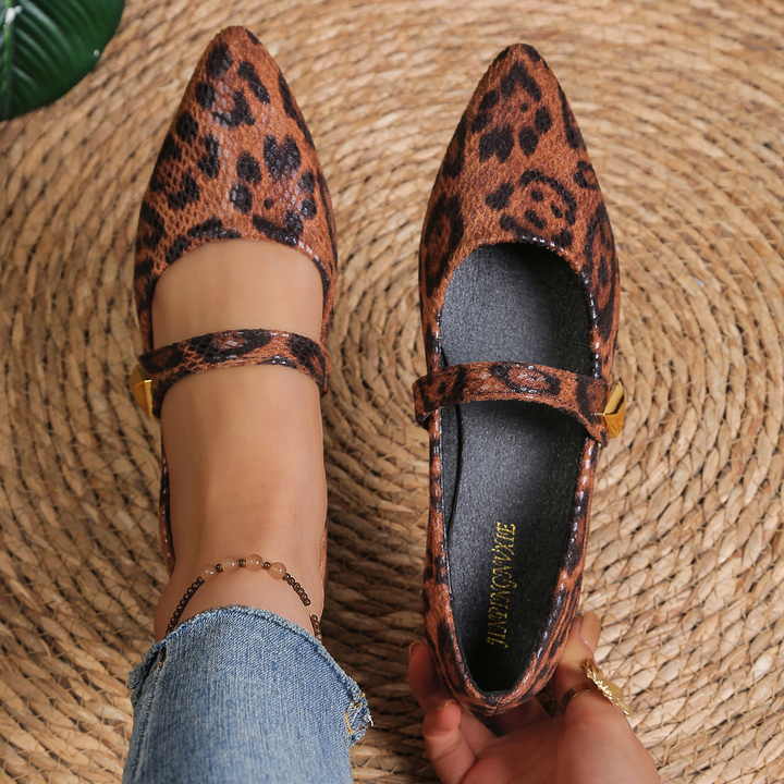 Retro Animal Print Strap Flat Mary Janes