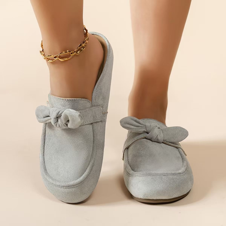 Ladies Stylish Bow Detail Casual Backless Mule Shoes