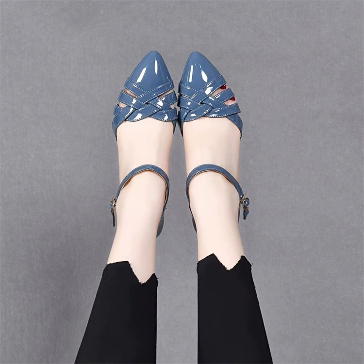 Cutout Point Toe Block Heel Mary Janes