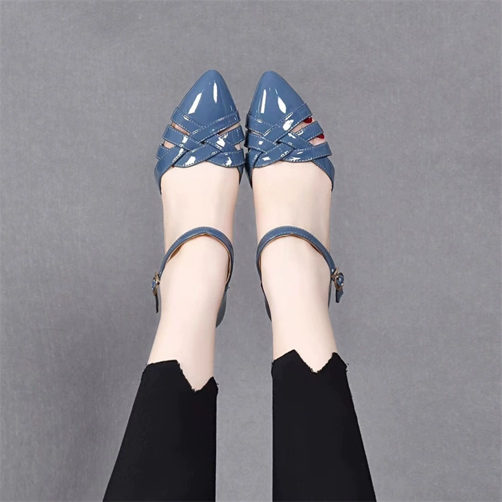 Cutout Point Toe Block Heel Mary Janes