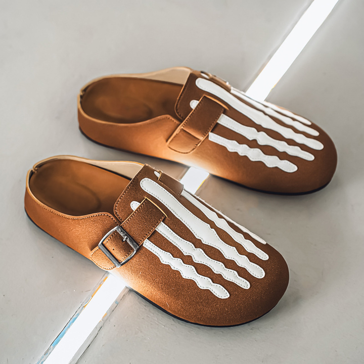 Fashion Skeleton Pattern Adjustable Strap Mules