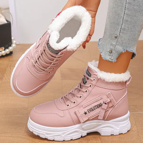 Lace Up Thick Sole Winter Ankle Shoes