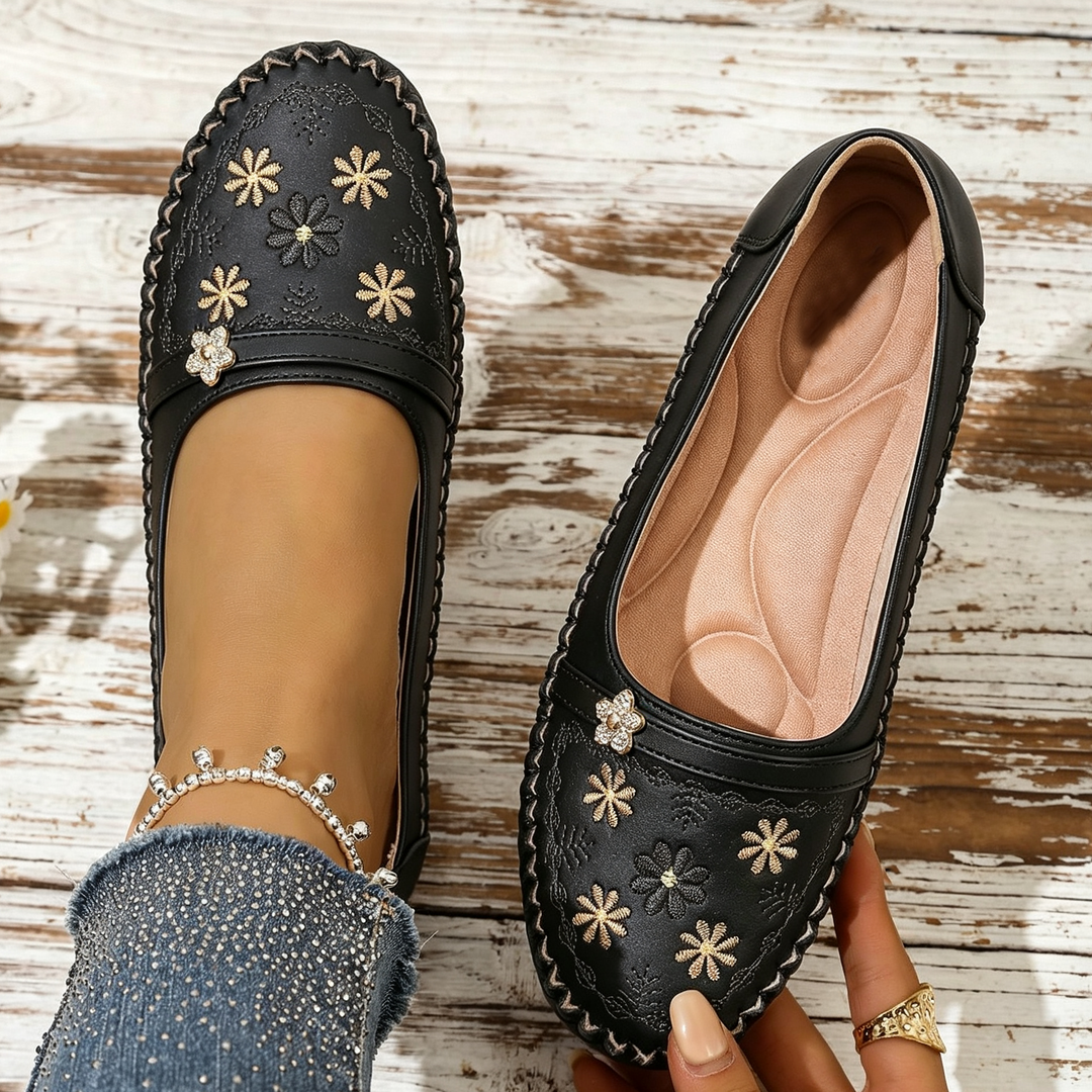 Fioral Embroidered Slip‑On Casual Women Loafers