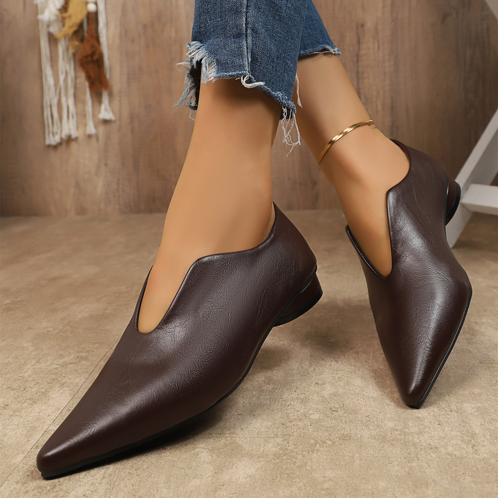 Classic V Shape Pointed Low Heel Pumps