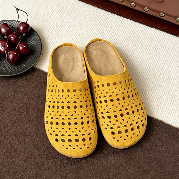 Casual Hollow Out Round Toe Flat Mules