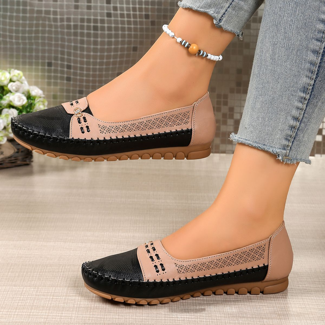 Women Stitched Patchwork Comfort Loafer Flats
