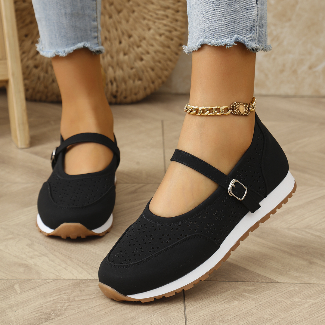 Ladies Hollow‑Out Mary Jane Lightweight Walking Flats