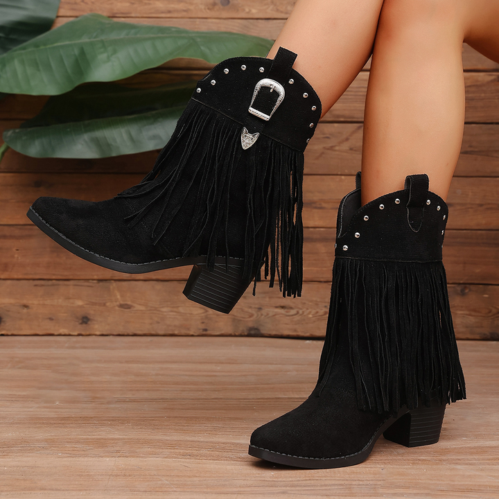 Vintage Stud Fringe Cowgirl Boots