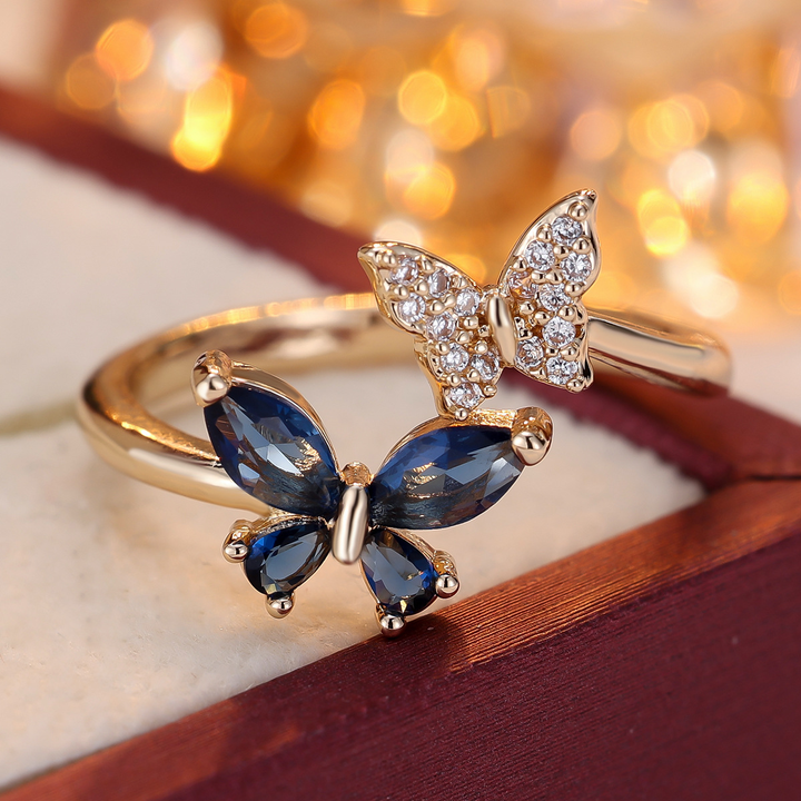 Double Butterfly Open Statement Ring