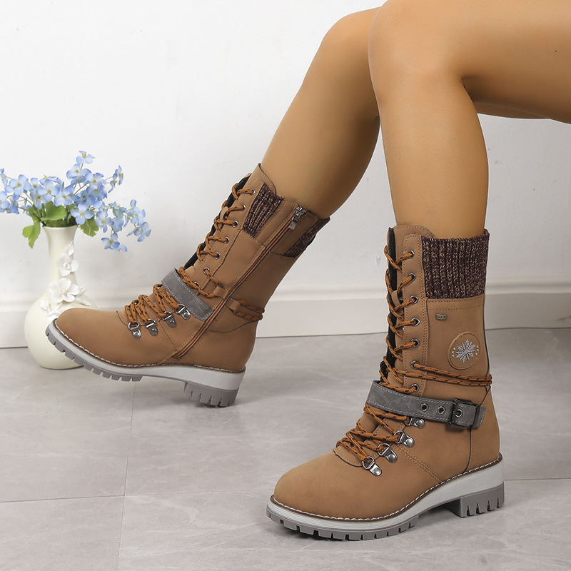 Women Buckle Strap Mid‑Calf Outdoor Snow Boots