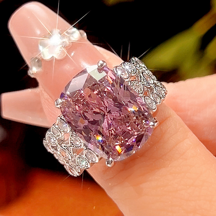 Elegant Cushion Stone Halo Fashion Ring