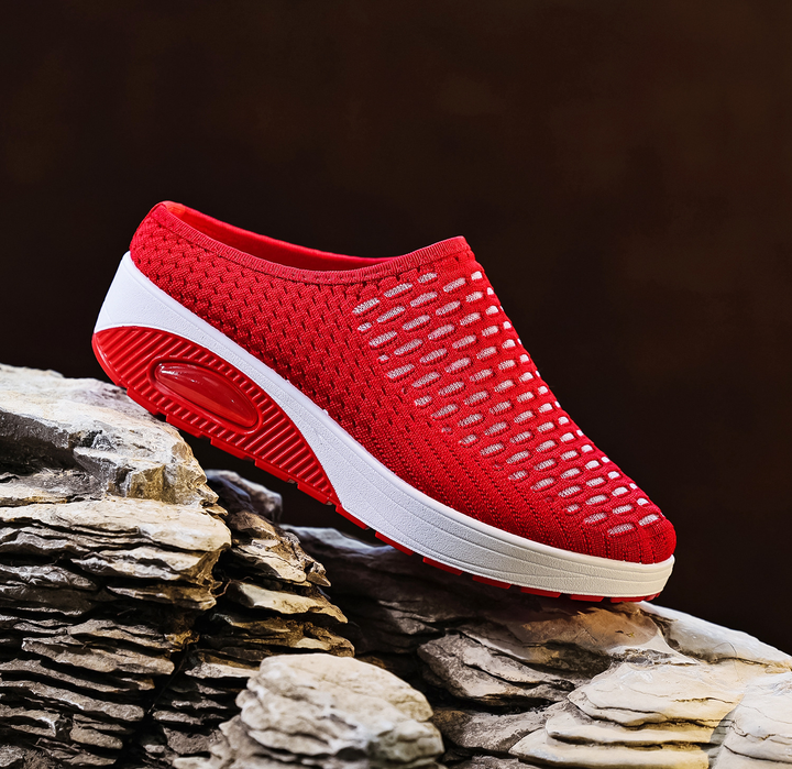 Women Air Cushion Wedge Mule Sneakers Slip‑On Walking Footwear