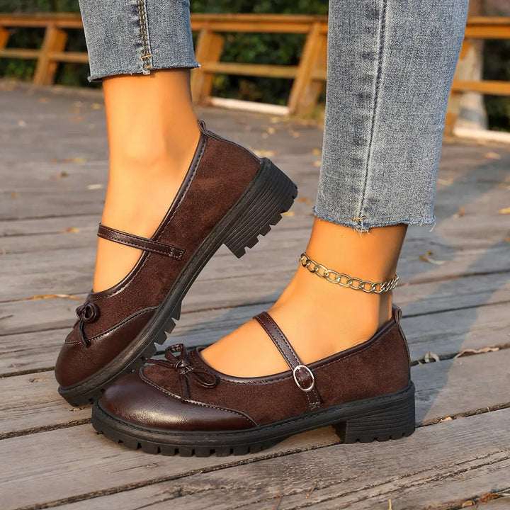 Bow Decor Chunky Sole Mary Jane Flats