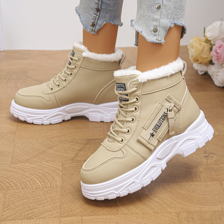 Lace Up Thick Sole Winter Ankle Shoes