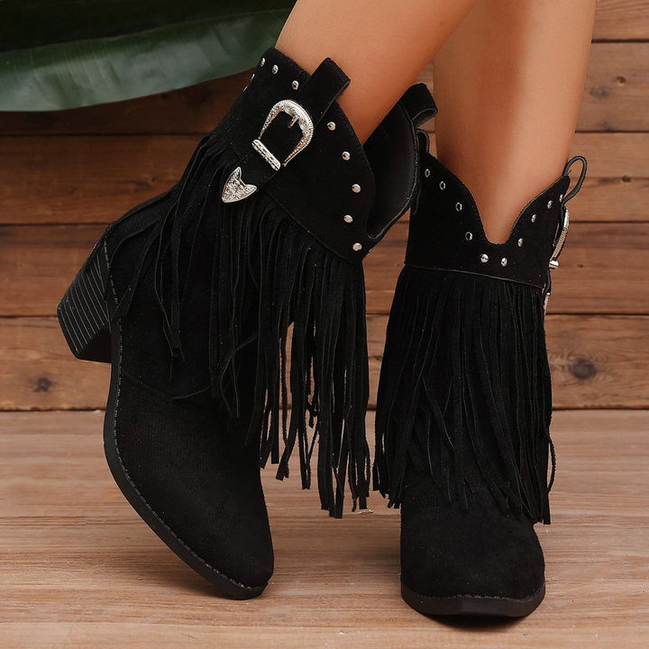 Vintage Stud Fringe Cowgirl Boots