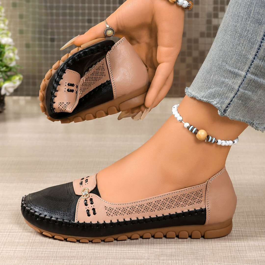 Women Stitched Patchwork Comfort Loafer Flats