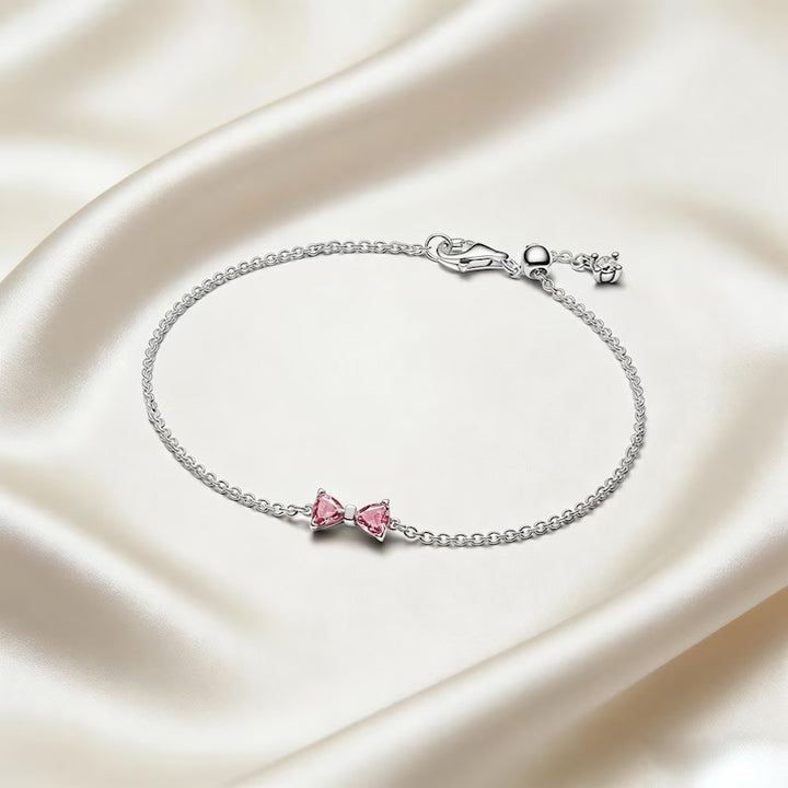 Diamond-set bow zircon bracelet