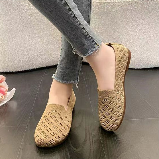 Summer Cut-Out Knit Comfort Slip-On Flats