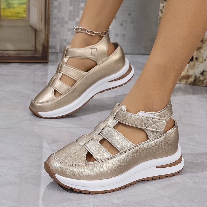 Hollow Buckle Platform Sandal