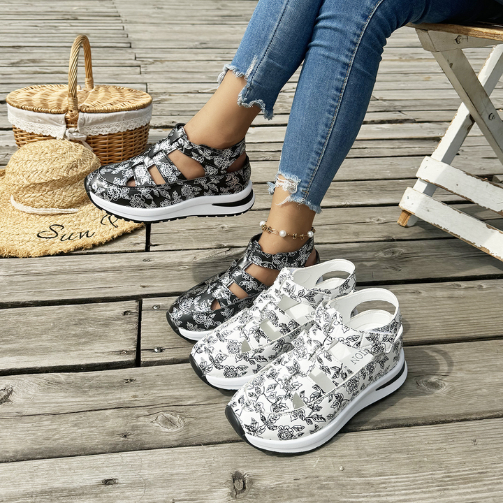 Hollow Buckle Platform Sandal