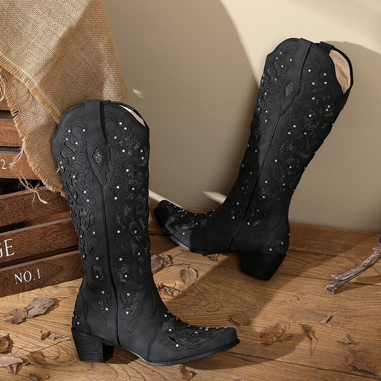 Ladies Classic Western Style Tall Cowboy Boots