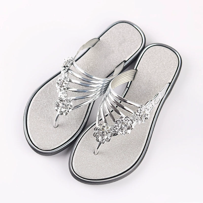 Rhinestone Embellished Thong Sandals for Women