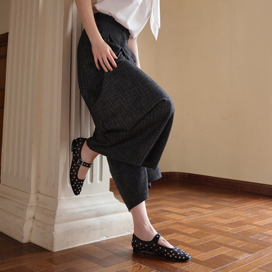 Crystal Mesh Buckle Mary Jane Flats