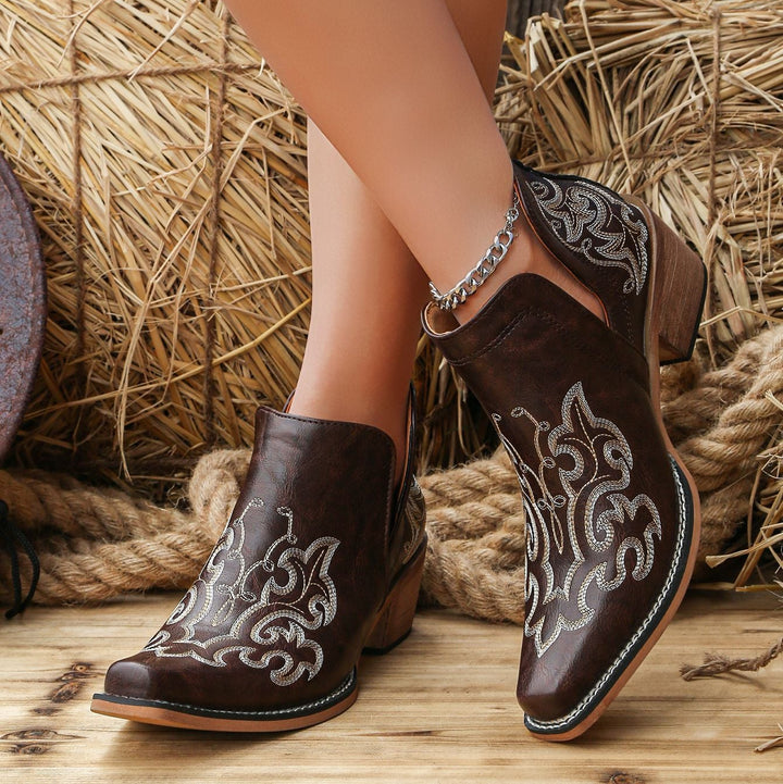 Ladies V Opening Embroidered Cowgirl Boots