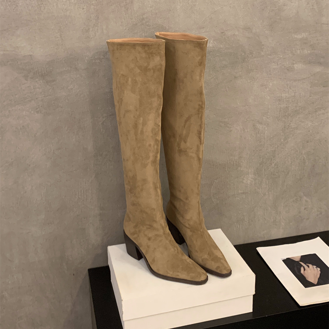 Slouchy Block Heel Over The Knee Boots