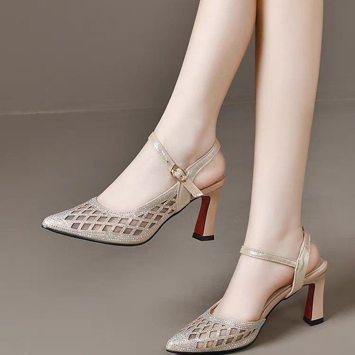 Point Mesh Strap High Heels