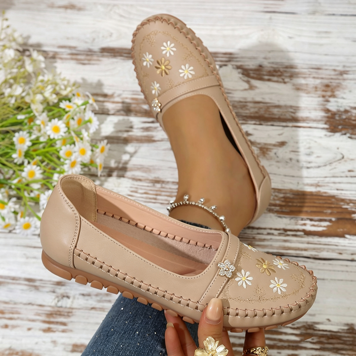 Fioral Embroidered Slip‑On Casual Women Loafers
