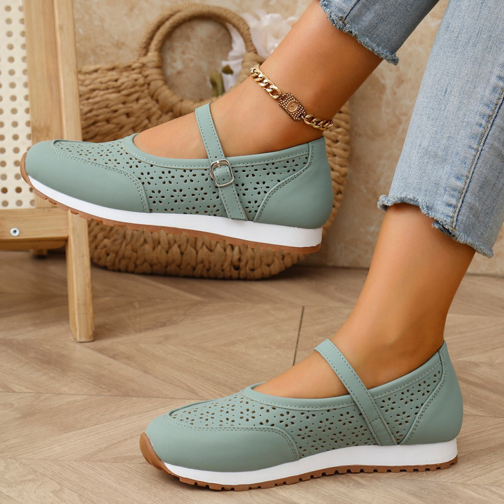 Ladies Hollow‑Out Mary Jane Lightweight Walking Flats