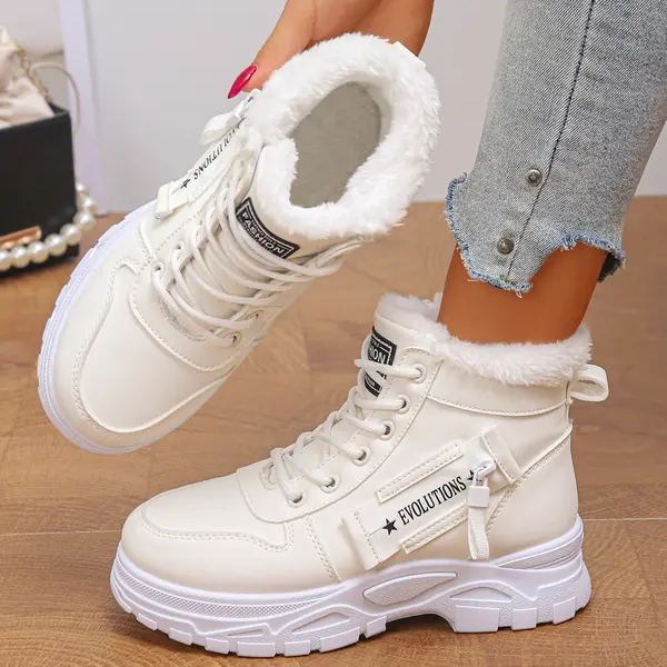 Lace Up Thick Sole Winter Ankle Shoes