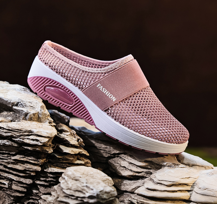 Ladies Breathable Mule Sneakers Air Cushion Slip‑On Walking Shoes