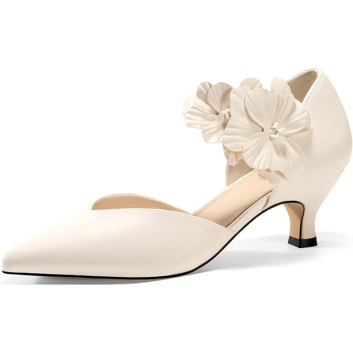 Pointed Toe Flower Accent Dress Heels