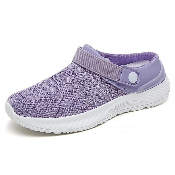 Women Back Strap Mule Sneakers Breathable Slip‑On Walking Shoes