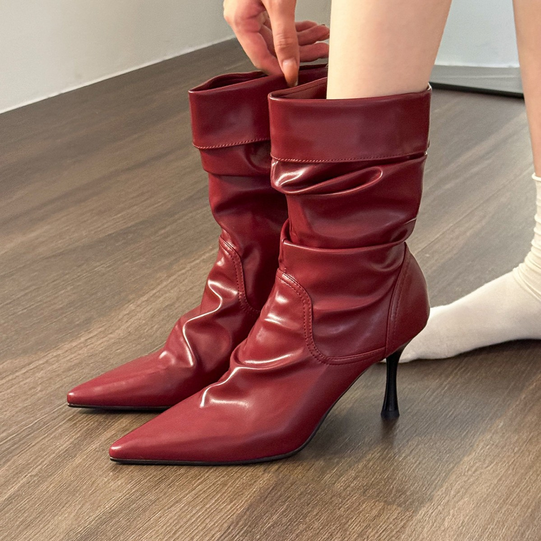 Slouch Pointed Toe Stiletto Mid‑Calf Boot