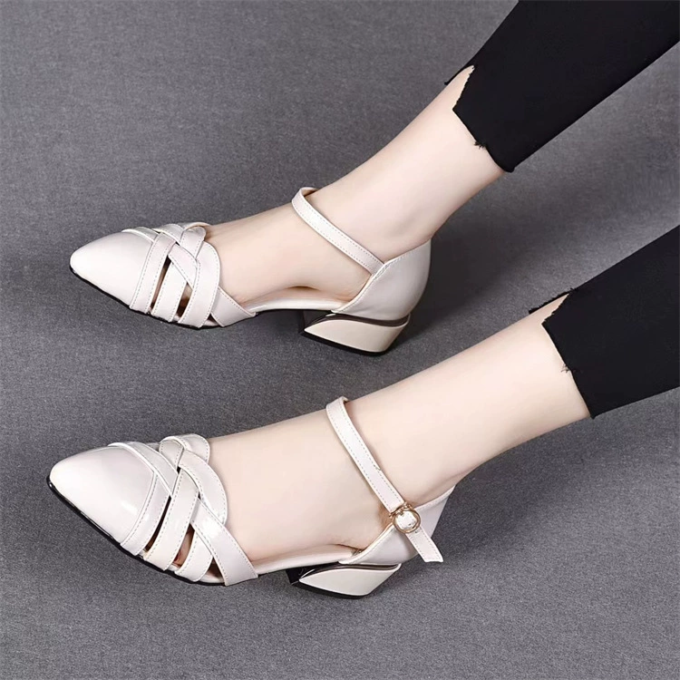 Cutout Point Toe Block Heel Mary Janes