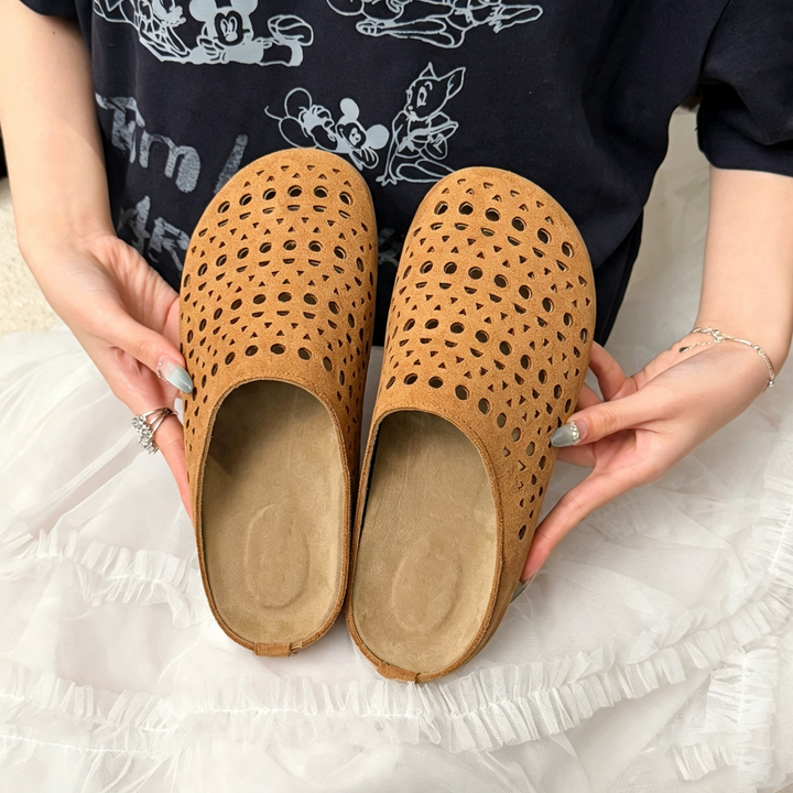 Casual Hollow Out Round Toe Flat Mules