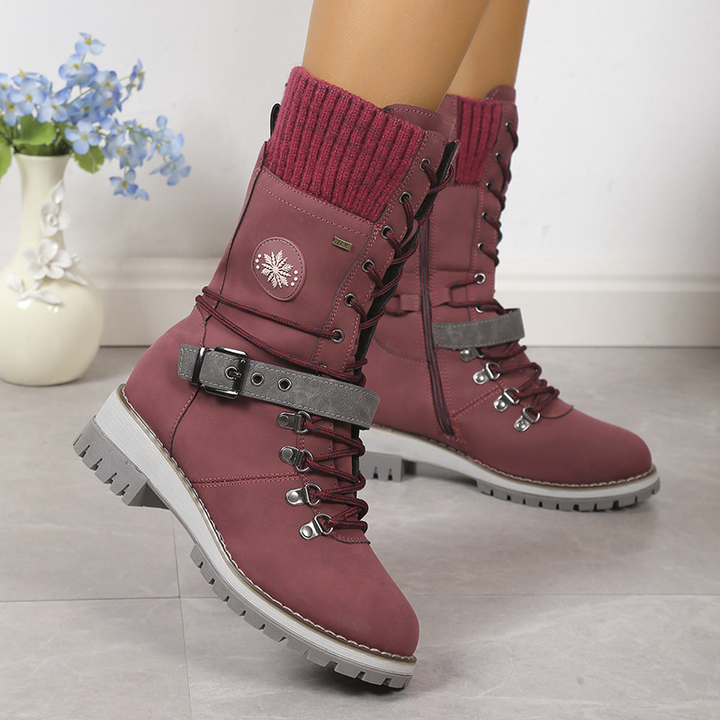 Women Buckle Strap Mid‑Calf Outdoor Snow Boots