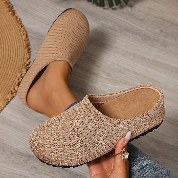 Women Hollow Knit Lightweight Walking Mule Flats
