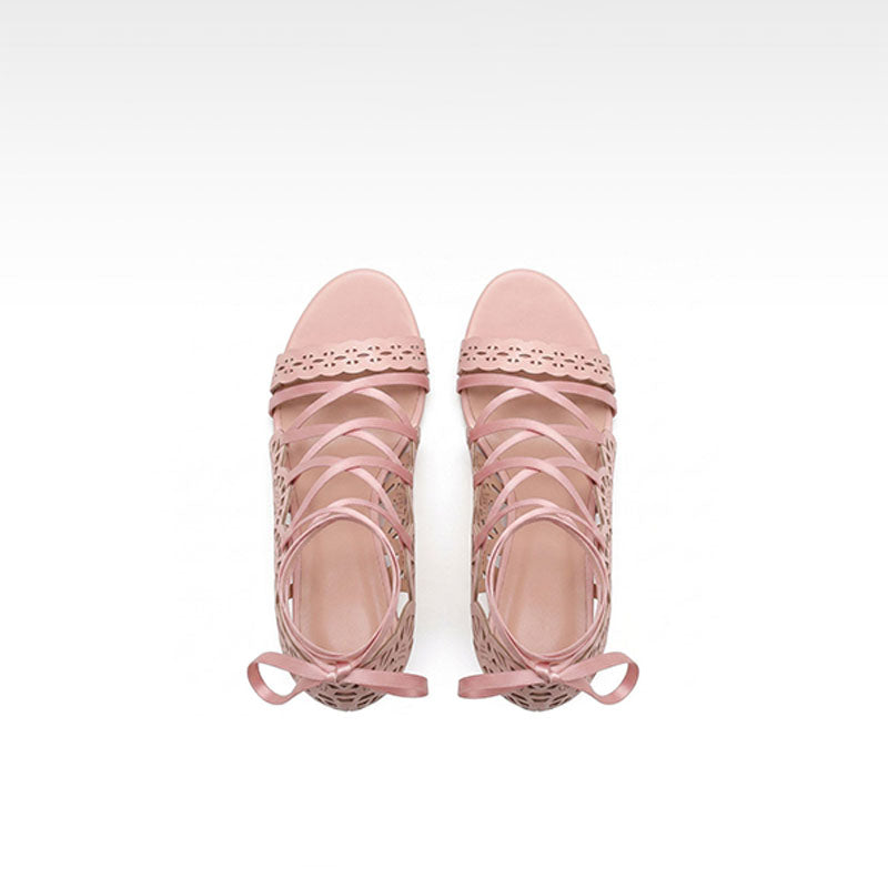 Crisscross-strap open-toe stilettos