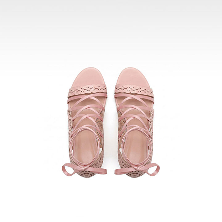 Crisscross-strap open-toe stilettos