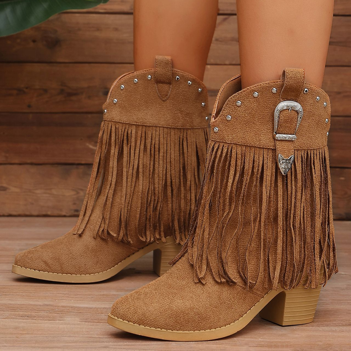 Vintage Stud Fringe Cowgirl Boots